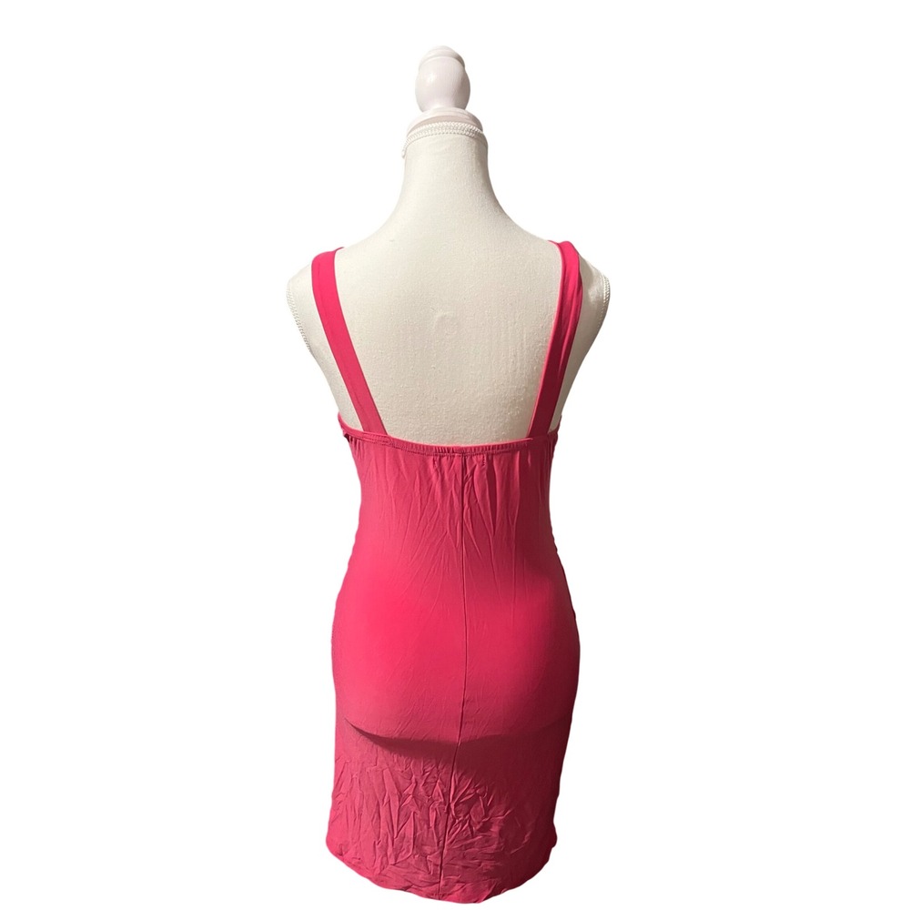 Pink Ruched Mini Dress Bodycon Y2K Club Party Stretch Body Central M - Picture 3 of 5